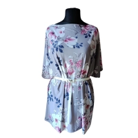 Luźna Sukienka KIMONO białe Kwiaty magnolii 2XL/3XL